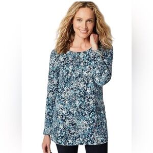 J. Jill Simply Supima Cotton Floral Print Scoop Neck Tunic in Size Small